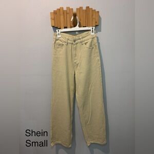 SHEIN Cream Wide Leg Jeans